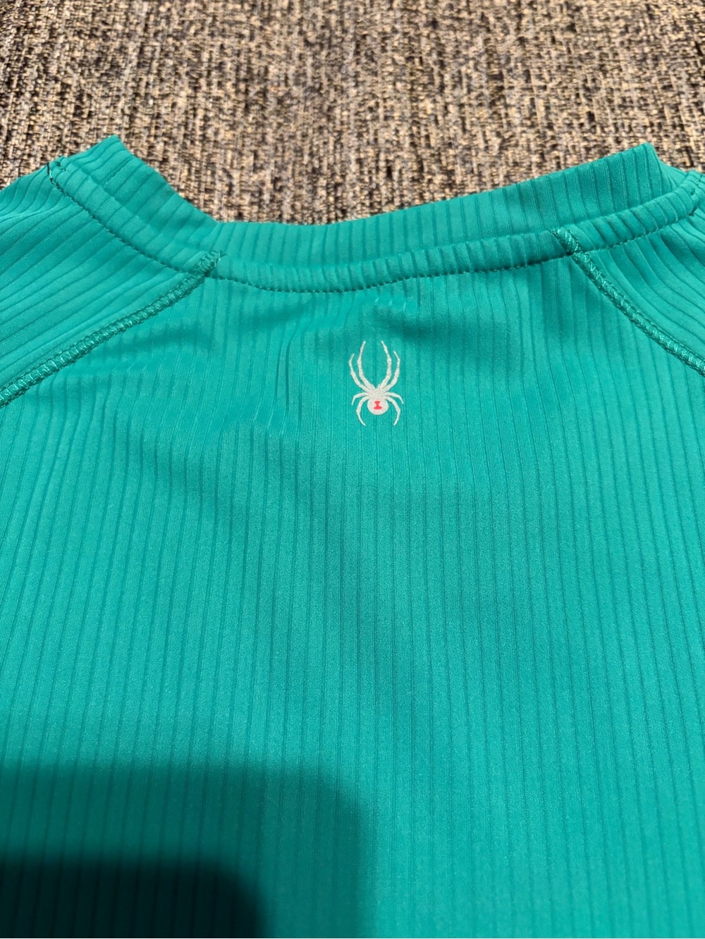 Green Ribbed Short-Sleeve Performance Top - Picture 4 of 5